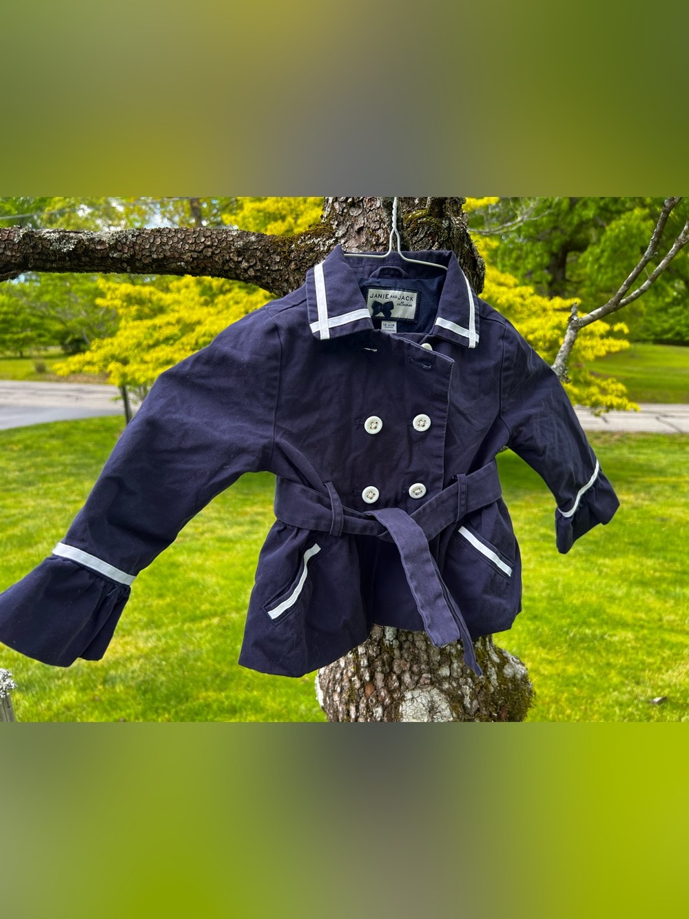 Janie and Jack Navy Peacoat with White Trim